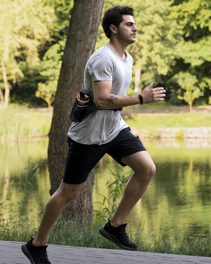 WATERFLY Running Water Bottle Belt: Hydration Fanny Pack Waist Bag for Women Men with Bottle Holder Hip Pack for Runners Walking Hiking Jogging (Bottle Not Included)