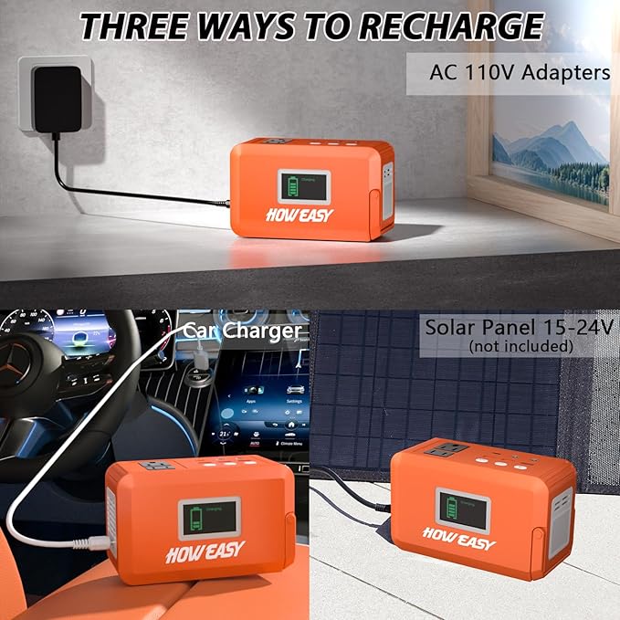 HOWEASY Portable Power Bank, 24000mAh Portable Laptop Charger Power Bank with 2 110V/120W AC Outlet/ 2 DC Ports/3 USB QC3.0/LED Light forOutdoor Camping Trip Hunting Emergency