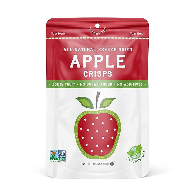 Nature’s Turn Freeze-Dried Apple Crisps – Healthy, Gluten-Free, Crispy & Delicious, Plant-Based Snack, Ideal for Cereal, Smoothies, School Lunches, & On-the-Go, Pack of 6 (0.53 oz Each)