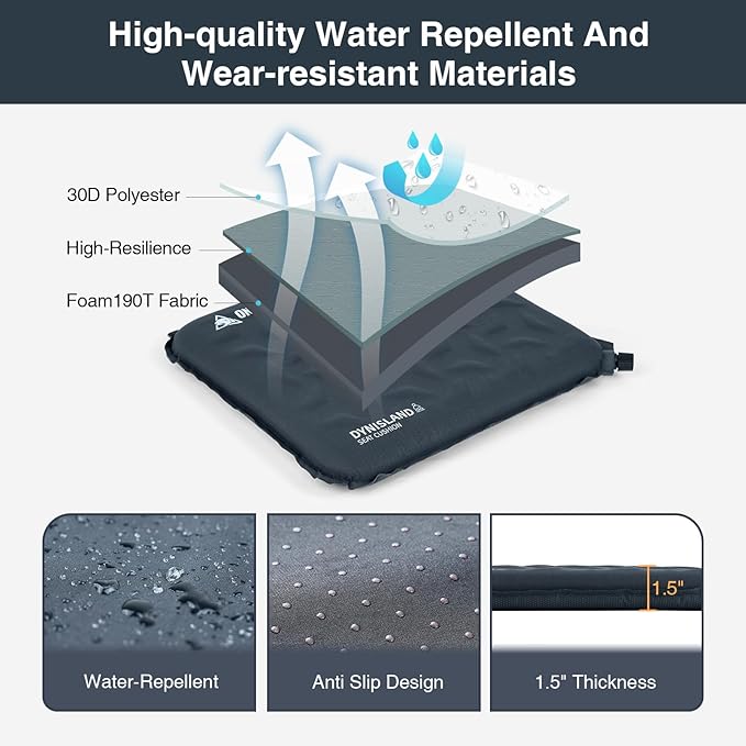 ONETIGRIS Inflatable Seat Cushion - Lightweight & Waterproof Inflatable Camping Seat Cushion Travel Cushion Stadium Seat Office Chair Car Pad