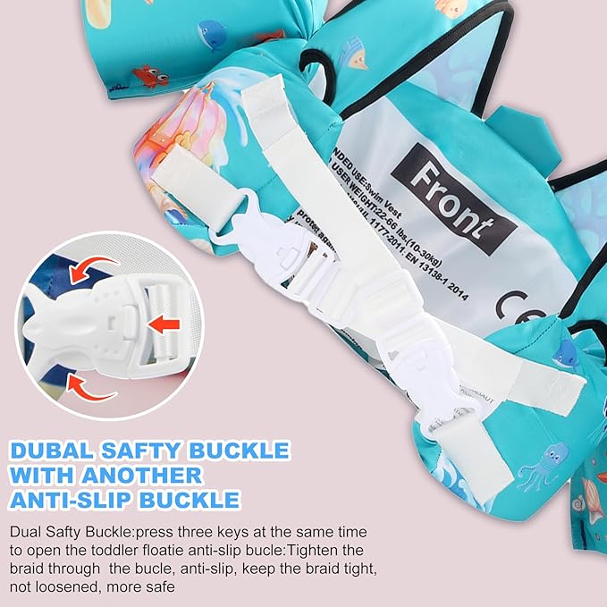 Toddler Floaties Kids Swim Vest for 22-66 Pounds Boys-Girls Water Wings Kids Pool Floaties for 2-6 Years Old Child Swim Learning Trainning