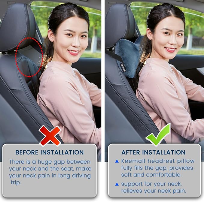 Inflatable Car Neck Pillow - 2 Pack Soft Headrest Cushion for Driving Office Camping, Inflatable Travel Neck Pillow for Car or SUV, Boost Your Driving Comfort, Fits All Vehicles