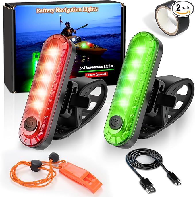 Botepon Kayak Navigation Lights - Battery Operated, Waterproof for Night Kayaking & Paddle Board, Marine Safety Lights for Pontoon Boat, Dinghy