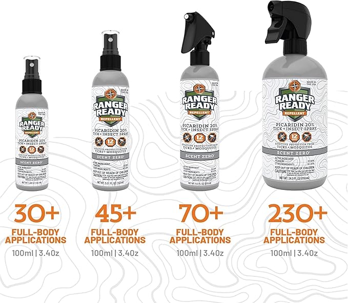 Ranger Ready Repellents Picaridin Insect Repellent Spray with Scent Zero - Mosquito Repellent and Tick Spray (3.4 oz., Pack of 2)