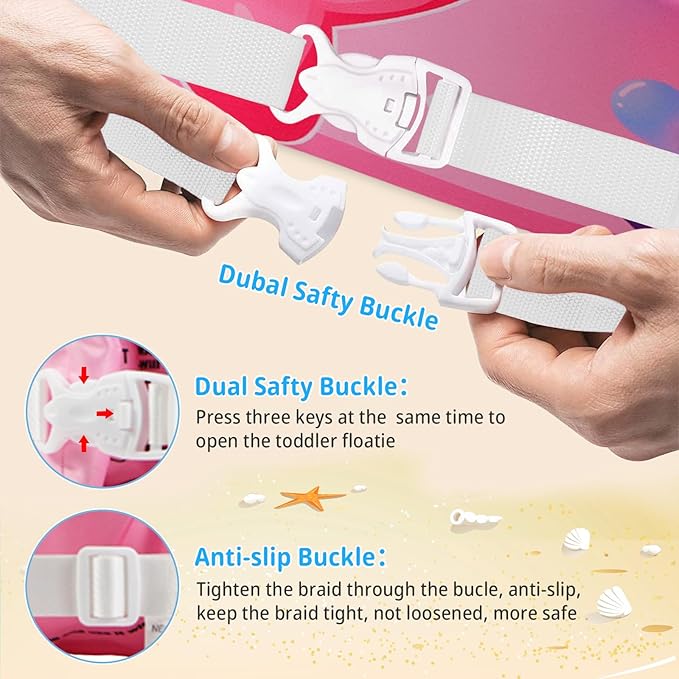 Coast Guard Approved UL Kids Swim Vest for Children Learn Swimming Training Toddler Floaties with Adjustable Non-Slip Buckle Shoulder Harness Arm Wings for 22-66 lbs Boys/Girls Beach