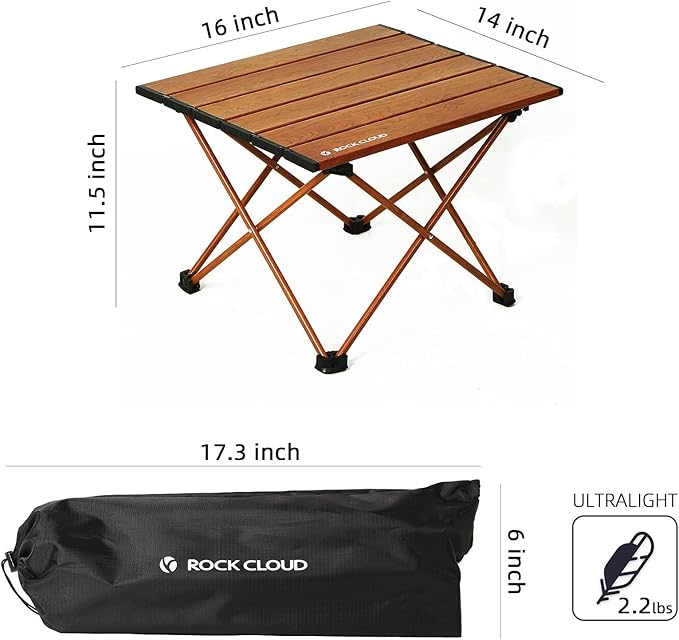 ROCK CLOUD Portable Camping Table Ultralight Aluminum Folding Beach Table Camp for Camping Hiking Backpacking Outdoor Picnic, Small