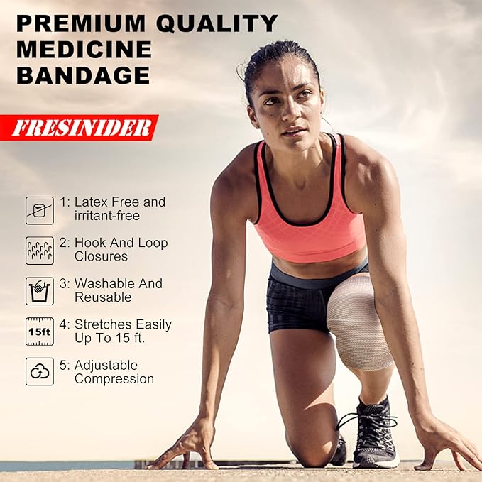 FRESINIDER Premium Elastic Bandage Wrap, 6 Pack (2x2, 2x4, 2x6) Cotton Compression Bandage with Touch Closure at Both Ends, Support & First Aid, Medical, and Injury Recovery
