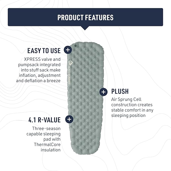 Sea to Summit Ether Light XR Insulated Sleeping Pad, Tapered - Small (66 x 21.5 x 4 inches)