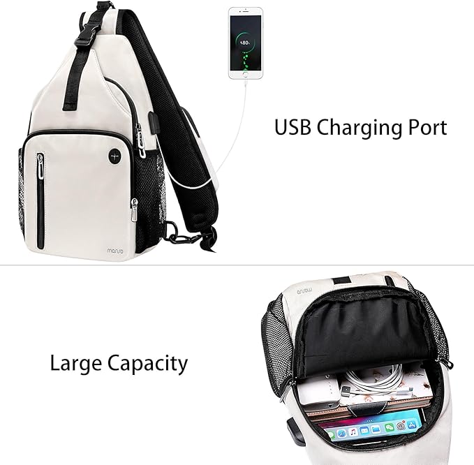 MOSISO Sling Backpack Bag, Crossbody Shoulder Bag Travel Hiking Daypack Chest Bag with Front Square Pocket&USB Charging Port