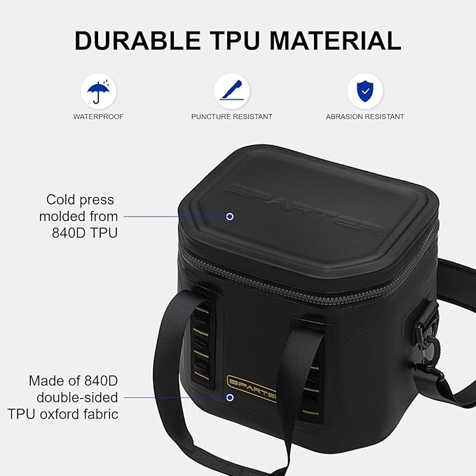 Portable Soft Cooler 12 Cans, IP68 Tizip Leak-Proof Zipper for Camping, Fishing, Beach, Outdoors Insulated Ice Chest with Reusable Ice Pack