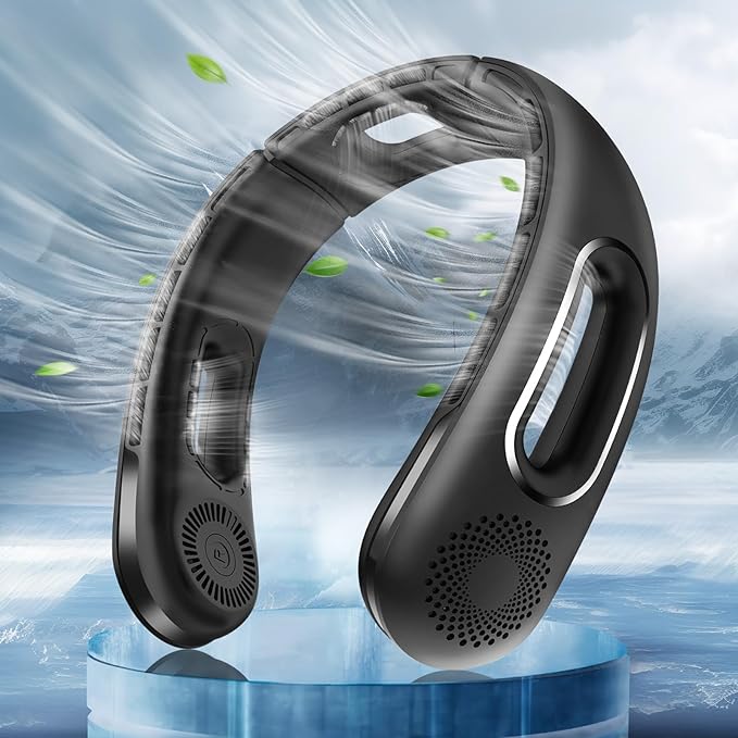 Neck Fan, Hands Free Bladeless Neck Fans Portable Rechargeable, 360° Cooling Neck Fan, 4 Speeds, Quiet, 5200 mAh Battery Operated USB Wearable Personal Fan Gifts for Women, Travel, Outdoor