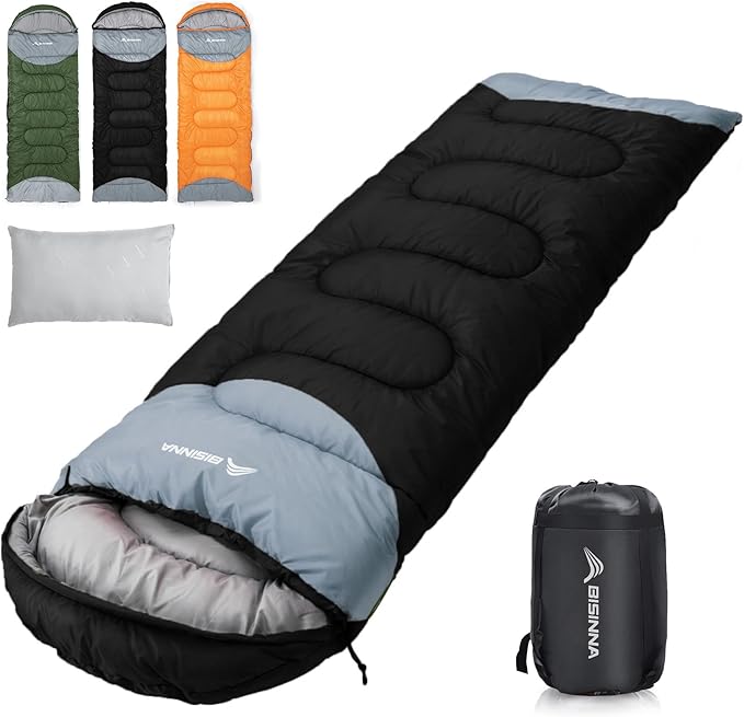 BISINNA 0 Degree Winter Sleeping Bags(480GSM) for Adults-Cold Weather Camping Sleeping Bag-Comfortable Warm Portable Sleeping Bags with Pillow Compression Sack for Backpacking Hiking Outdoor