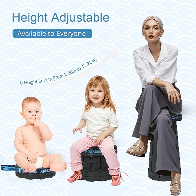 Upgraded Thickened Collapsible Stool, Portable Folding Stool Chair Lightweight But Sturdy Foldable Camping Stool, Retractable Telescopic Seat for Picnics Fishing Hiking BBQ (1, Black)
