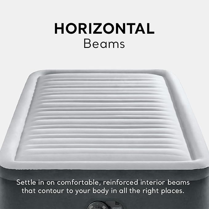 Intex Twin Size Air Mattress, 18in Height, Built-in Pump, Dura-Beam Deluxe Comfort-Plush - Portable Inflatable Blow-up Bed for Camping, Travel, Guests