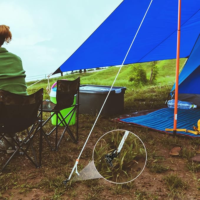 Reginary Ground Anchors Screw in Tent Stakes Heavy Duty Trampoline Anchors High Wind for Camping Canopy Carport Sheds Beach Sand Stakes Metal Swing Set