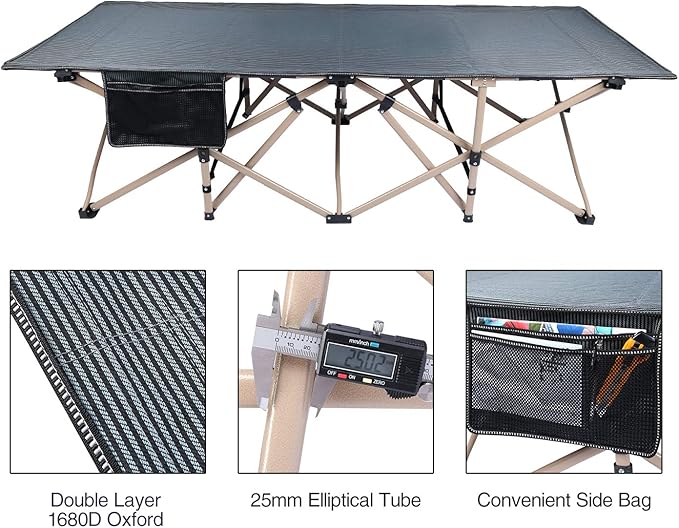 REDCAMP Oversized Camping Cots for Adults 500lbs, 33.5'' Extra Wide Tall Sleeping Cots Heavy Duty, XL Cots Portable for Outdoor Indoor Office, Dark Grey