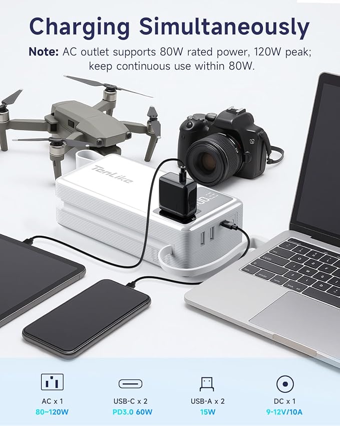 Portable Power Station 99.9Wh Power Bank for Camping Essentials Small Electric Generator Large Lithium Battery with 110V 80W Rated 120W Peak AC Plug in Output 60W Type-C Home Backup Outdoor Emergency