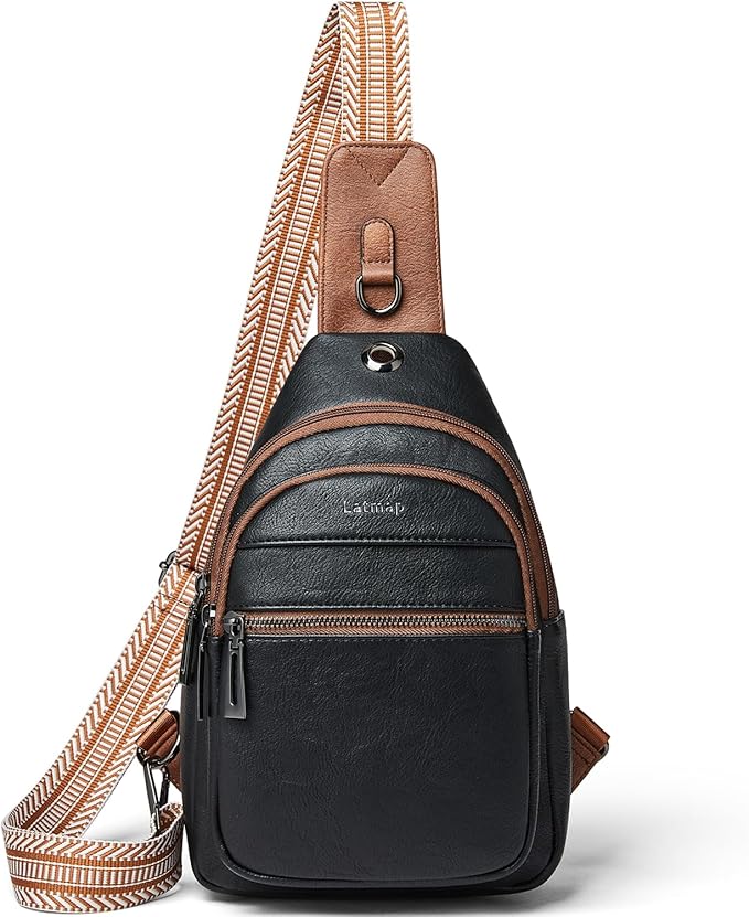 7L Sling Bag For Women Faux Leather Anti Theft Small Casual Daypack Backpack Fanny Pack Crossbody Chest Bags Purse Waterproof