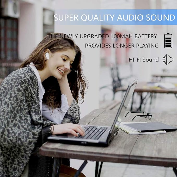 Bluetooth Earpiece, V5.0 Wireless Headphone Cell Phone Headset 8 Hrs Talking with Noise Cancelling Mic, Volume Control, Handsfree Earbud for iPhone Android Samsung Laptop Trucker Driver