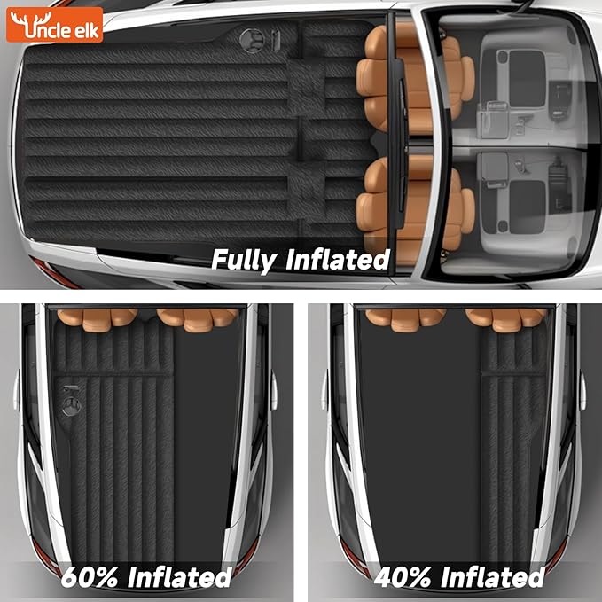 SUV Air Mattress: Inflatable Car Air Mattress for Camping, Flocking Car Bed with Air Pump & 2 Pillows, Portable Sleeping Pad Mattress for Home Car Travel Camping Black
