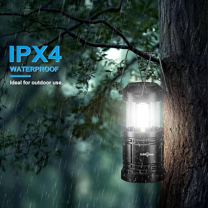 LED Camping Lantern, Battery Operated Lights, Adjustable Brightness for Camping, Emergencies, Power Outages, Outdoor Collapsible Lanterns, 2 Pack