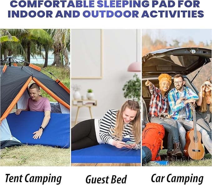 Hazli Matrix Comfort-Cell Memory Foam Camping Mattress Pad - Portable Foam Sleeping Pad for Camping - Roll up Sleeping Mat for Adults - Floor Mattress Guest Floor Bed for Sleepover, Car SUV Cot