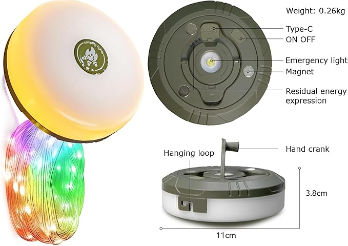 2-Pack Camping String Lights | Rechargeable 4 in 1 Quick Storage 32.8FT Tent Lights with 8 Modes | Hanging Waterproof LED Lamp for Outdoor Patio Garden Party | Christmas Holiday Decor - Camping Gear