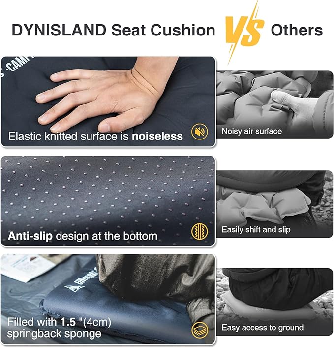 ONETIGRIS Inflatable Seat Cushion - Lightweight & Waterproof Inflatable Camping Seat Cushion Travel Cushion Stadium Seat Office Chair Car Pad