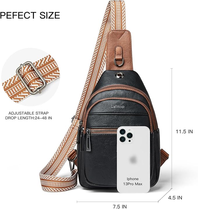 7L Sling Bag For Women Faux Leather Anti Theft Small Casual Daypack Backpack Fanny Pack Crossbody Chest Bags Purse Waterproof