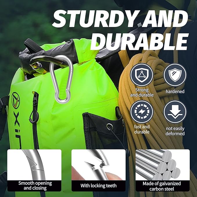 Carabiners Clip Spring Snap Hook,Heavy Duty Galvanized Steel(10&120PcsM6,50PCSM8&30PCSM10) Carabiner,Safety Quick Links Snap Hooks,Spring Clips for Swing Hammock Camping Keychain Outdoor