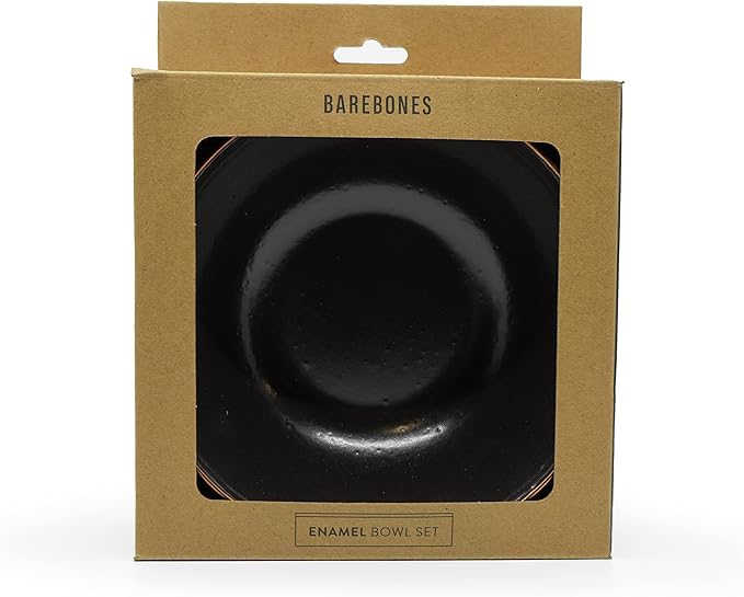 Barebones Enamel Bowl Set - Dish Set of 2 Bowls - Enamelware Set for Camping and Everyday Use (Charcoal)