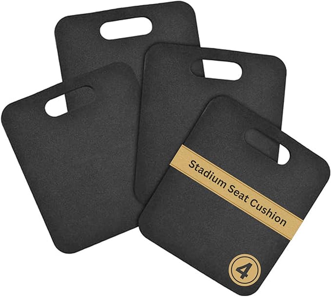 XCEL Stadium Seat Cushion (4 Pack), Multi-Use Kneeling Pads, Thick Bleacher Cushion Stadium Seats for Sports Larger Than Others, Outdoor Seating, Garage, Yoga Water Resistant and Soft (14" x 12" x 1")