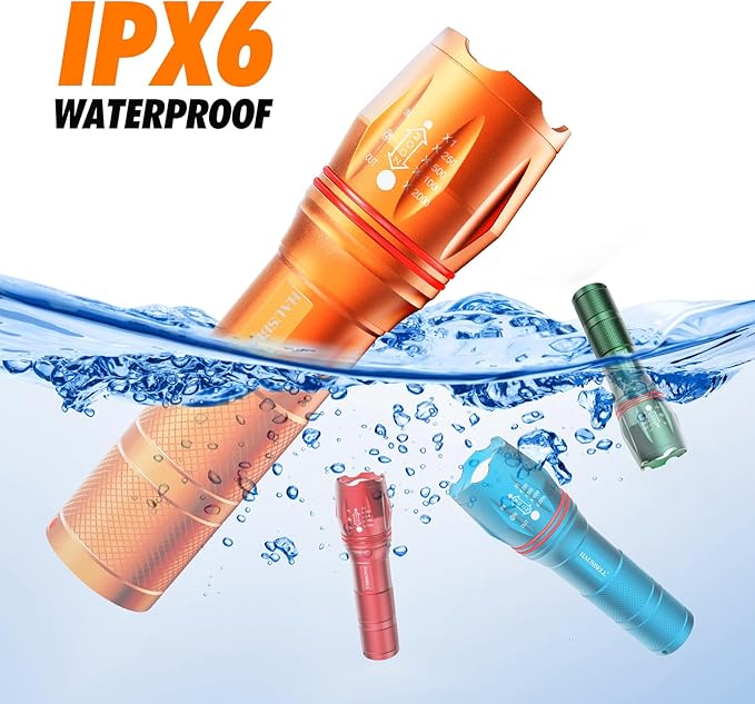 HAUSBELL High Lumen A100 LED Flashlight, Bright & Zoomable Tactical Flashlights Flash Light, with 2 Modes for Emergency and Outdoor Use Camping Accessories(4 Pack)