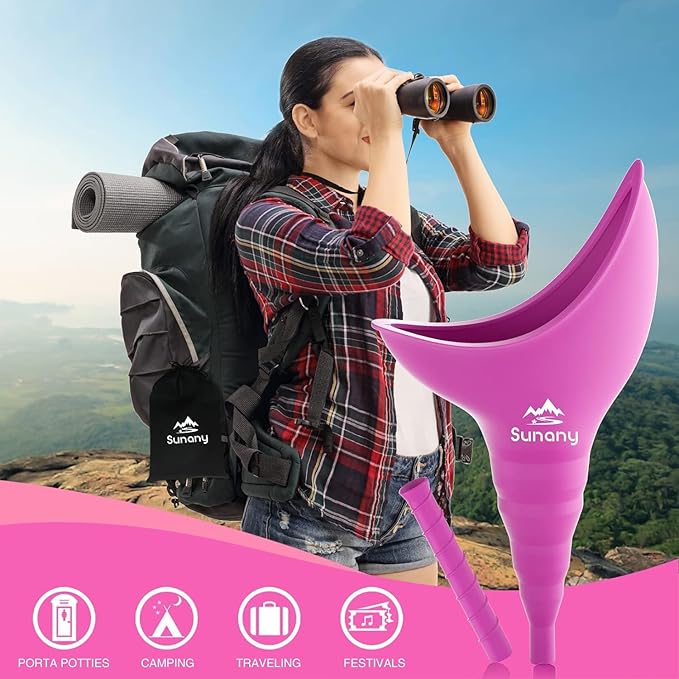 Female Urination Device, Reusable Female Urinal Silicone Women Pee Funnel Allows Women to Pee Standing Up, The Perfect Companion for Camping,Outdoor,Travel（Fuchsia）