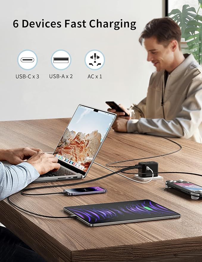 MOMAX Universal Travel Adapter, PD 35W Fast International Power Adapter, 3 USB C & 2 USB A, Worldwide Travel Plug Adapter, International Power Adapter for Europe, USA, Japan, Australia (Type C/A/G/I)