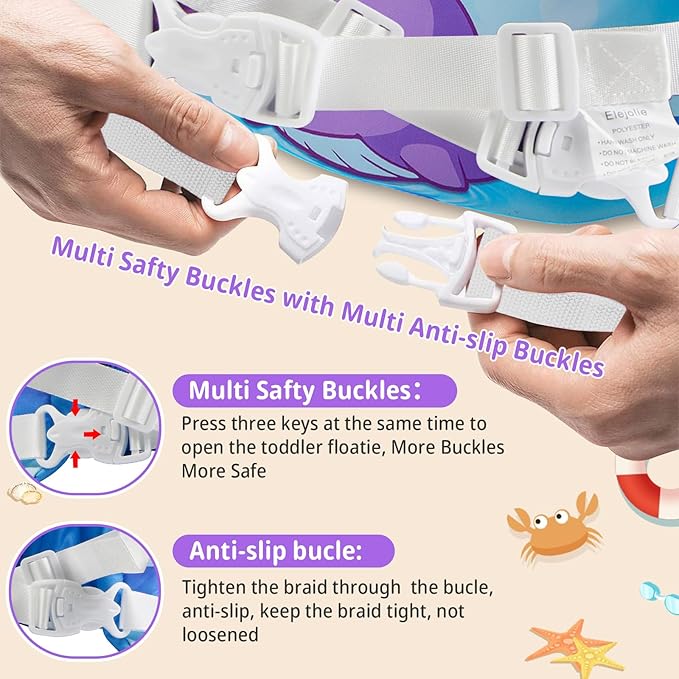 Elejolie Toddler Swim Vest for Child Learn Swiming Training,Infant Safety Swimmies Aid Jacket for Kids 2 3 4 5 6 Years Old,Arm Water Wings for Baby 22-66lbs