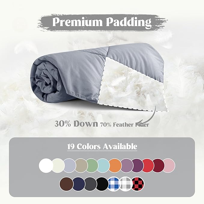 puredown® Soft Feather Down Throw Blanket Lightweight Packable Couch Throw for Indoor and Outdoor Use, 50"X70", Sliver Gray