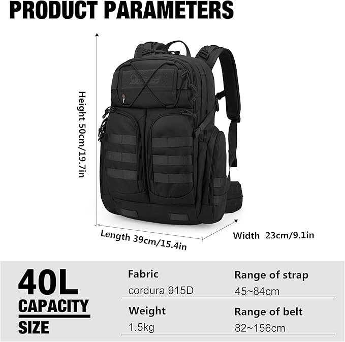 Mardingtop 40L Molle Tactical Backpack,Military backpack for Men, Cordura Backpack for Hiking,Camping,Hunting