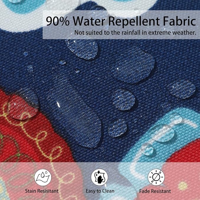 Magpie Fabrcis Pack of 2 Outdoor Waterproof Throw Pillow with Insert 18 x 18 Inch, Christmas Decorative Back Cushion Pad for Garden Patio Tent Balcony Couch Sofa(Floral Navy)