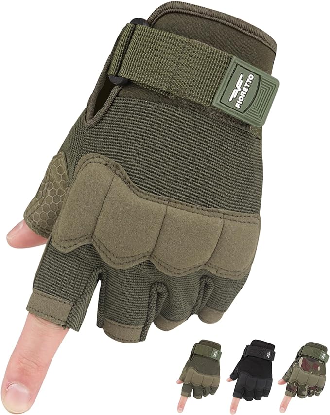 FIORETTO Fingerless Gloves, Half Finger Gloves for Driving, Cycling, Shooting, Hunting, Motorcycle, Climbing, Outdoor Work 215801