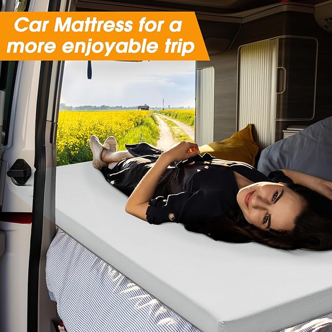 CYMULA Camping Cot Mattress 2in Memory Foam Sleeping Pad,Soft Warm Non-Slip Camping Mattress Topper with Retaining for Adults,Portable Roll up Pad for Travel(75 x30)（only Mattress）