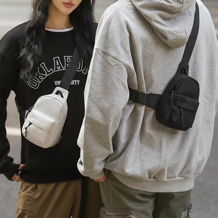 Peicees Small Crossbody Bag Purse For Men Womens Mini Sling Bag Chest Backpack Phone Holder Water-Resistant