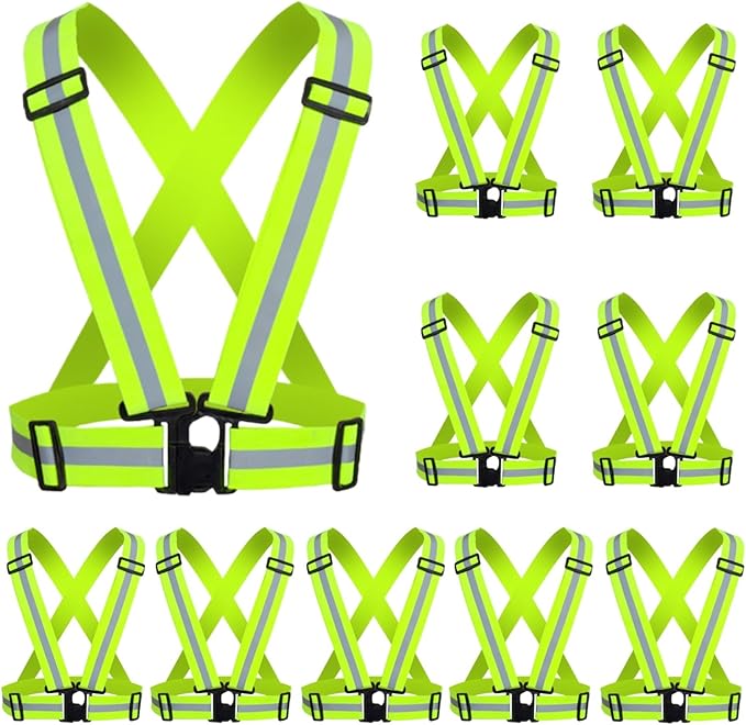 Reflective Running Vest 2-10 Pack, High Visibility Reflective Gear Night Cycling Safety Vest Strap for Men Women Kids