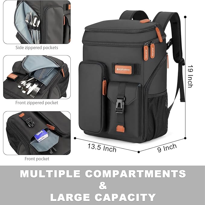 Insulated Cooler Backpack,33/45 Cans Multifunctional Double Deck Leakproof Cooler Bag with Sternum Strap,Large Capacity Lightweight Travel Camping Beach Backpack