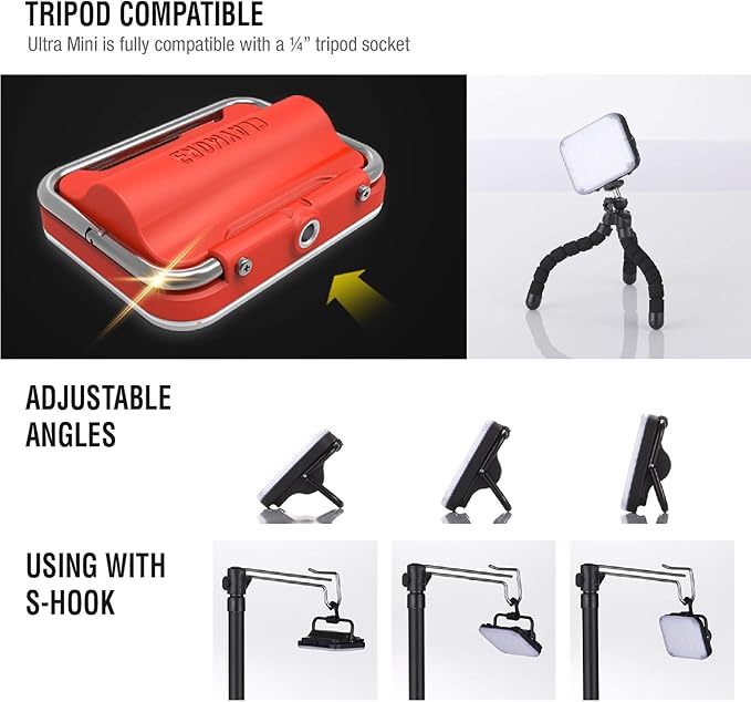 CLAYMORE Ultra Mini (Black) - Outdoor Rechargeable LED Light for Camping, Tent, Backpacking, Emergency and Industrial Use. Waterproof, Portable Lantern with USB-C, Up to 24 Hours Battery Life.