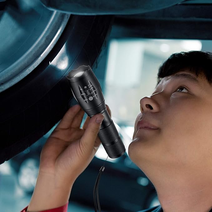 LED Flashlights, 2 Pack Tactical Flashlight High Lumens Lights with 6Pack AAA Batteries Portable Waterproof Zoomable Flashlight with 5 Mode for Camping/Outdoor/Hiking/Gift-Giving/Emergency