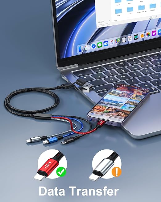 seynli 6-in-1 Multi Charging Cable 6ft, Charging Cables for Multiple Devices, Compatible with Three Types Ports, USB-C, Micro USB - Multi End Charging Cable Supports 2.4A Fast Charging