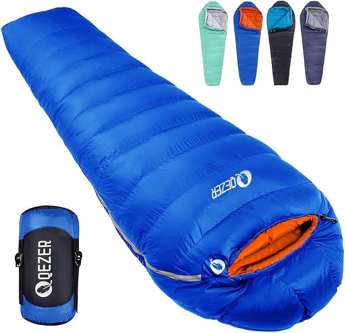 Down Sleeping Bag for Adults 0°F 10°F 15°F 20°F Backpacking Sleeping Bag for Cold Weather with Compression Sack