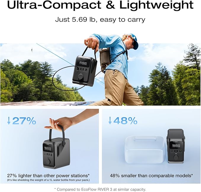 EF ECOFLOW TRAIL 300 DC Solar Generator with 110W Solar Panel, 288Wh LiFePO4 Power Bank, Power Station, for Camping, Travel, and Emergency Power