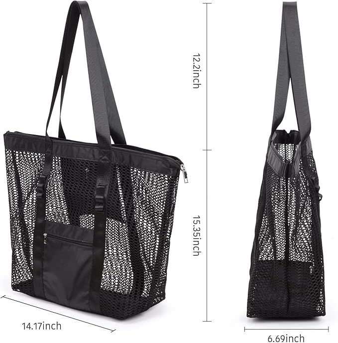 Beach Bag - Mesh Tote Bag Beach Vacation Clothes for Women Pool Bag for Travel Pool Family Cruise Essentials 2025